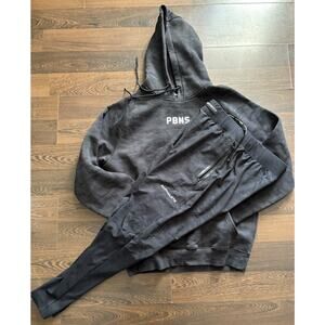 Alphalete Black Camo PBNS Jogger Suit Sweatshirt Sz L Gym Influencer Athleisure